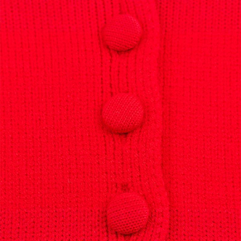 Damen Strickjacke mit Rüschenkragen und dekorativen Knöpfen WW