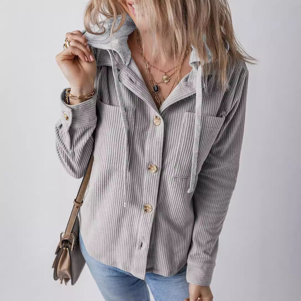 Damen lässige Strickjacke mit Kapuze WW