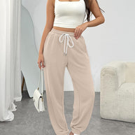 Damen Bequeme Sporthose mit elastischem Bund und Kordelzug WW