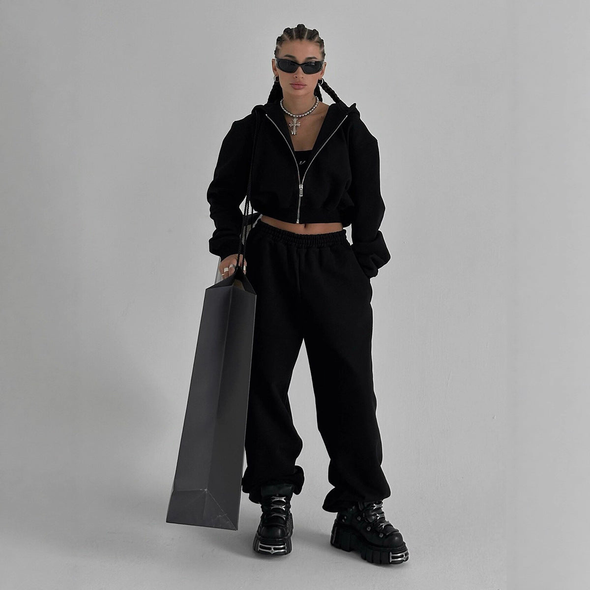 Damen Sportliches Sweatshirt-Set mit lässigem Schnitt und elastischem Bund WW