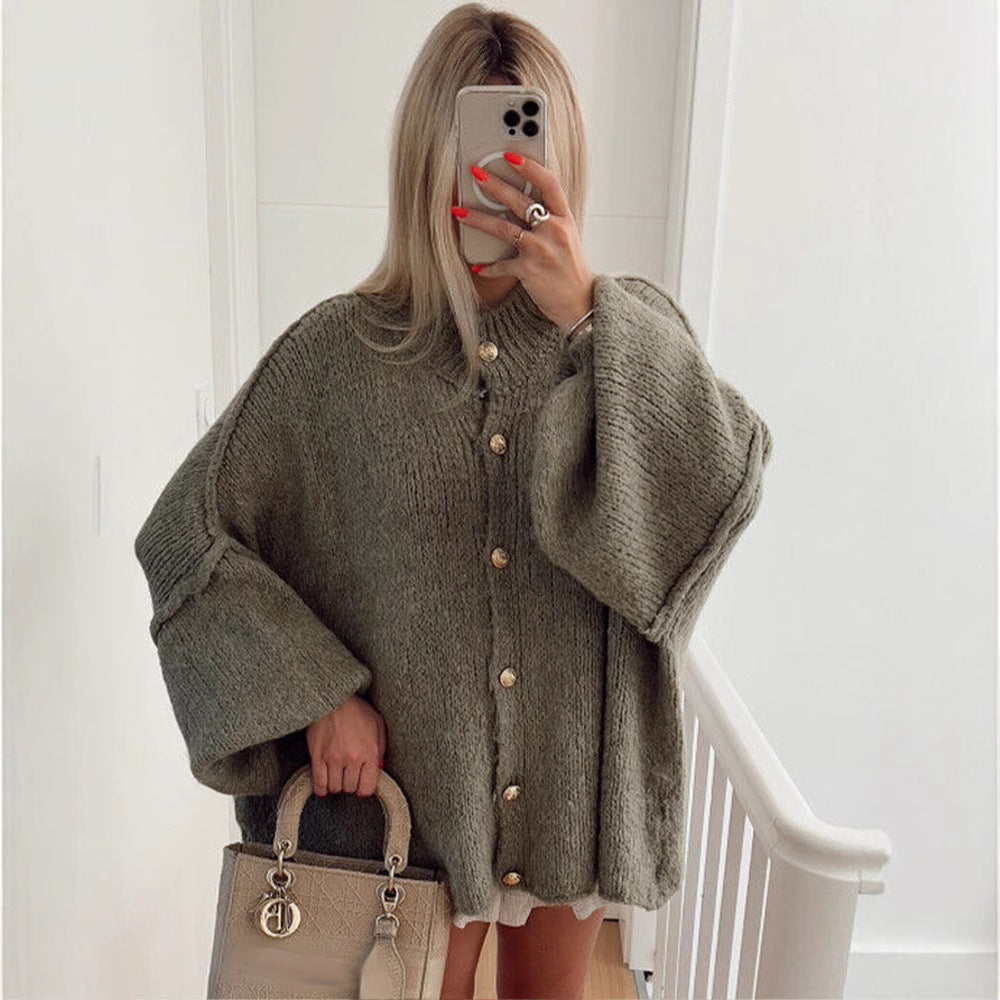 Damen Strickjacke mit oversized Schnitt und eleganten Knopfdetails WW