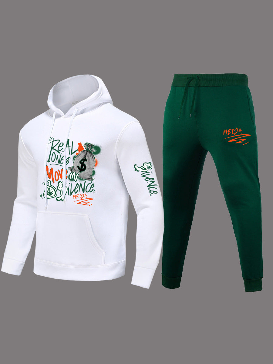 Damen Sportliches Hoodie und Jogginghose Set mit kreativem Grafikdruck WW