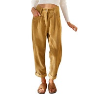 Damen Bequeme und elegante Hochtaillierte Hose mit feinem Rippmuster WW