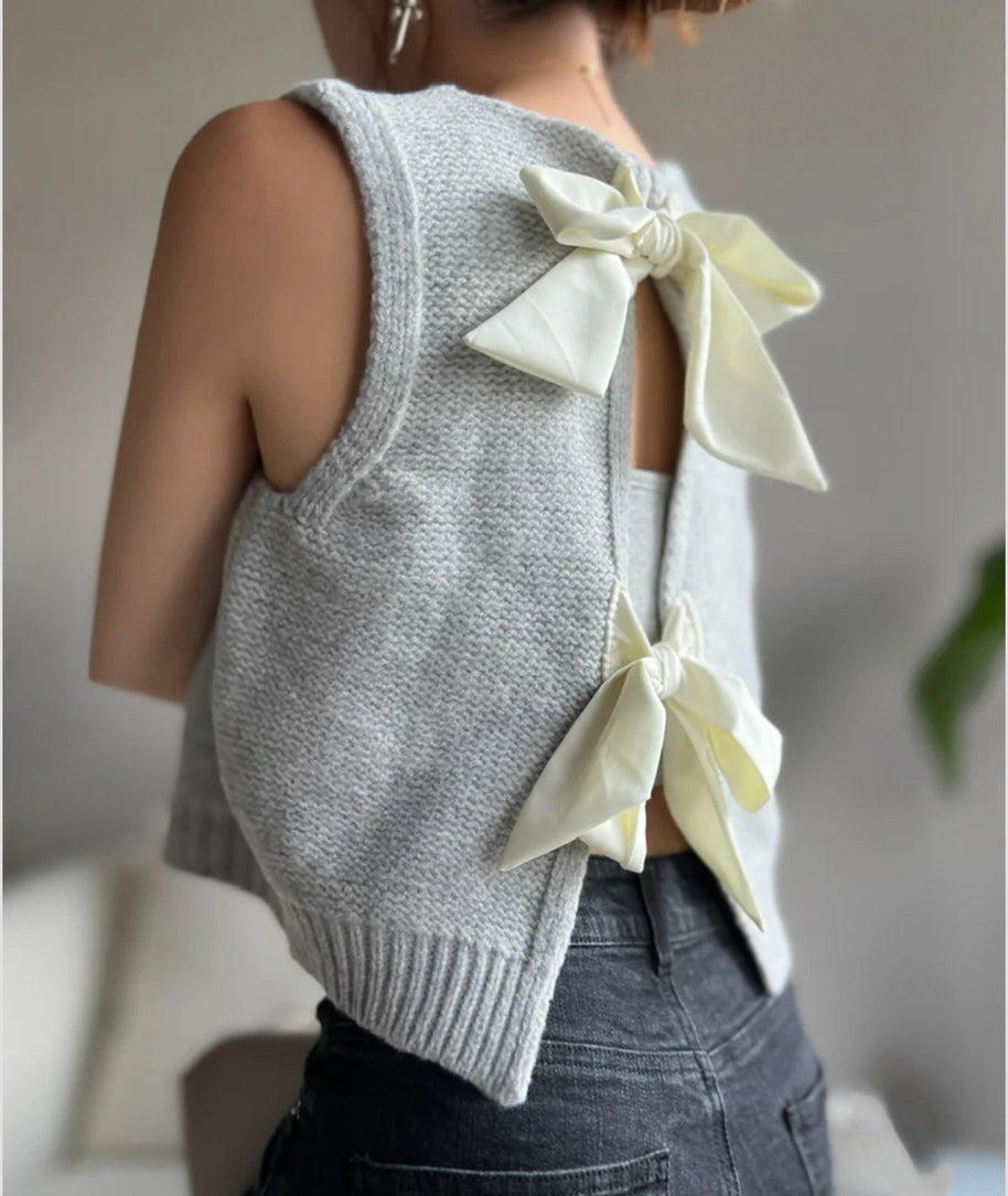 Damen Strickoberteil mit dekorativen Schleifen WW