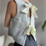 Damen Strickoberteil mit dekorativen Schleifen WW