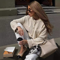 Damen Strickjacke mit strukturiertem Webmuster und aufgesetzten Taschen WW