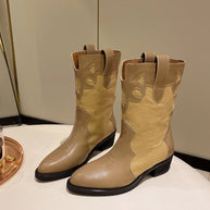 Damen Stiefeletten im Cowboy-Stil mit einzigartigem Design und kompaktem Absatz WW