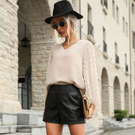 Damen Bluse mit eleganten Puffärmeln und strukturiertem Obermaterial WW