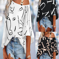 Damen asymmetrisches Oberteil mit modernem Mustermix und trendigem Schulterdesign WW