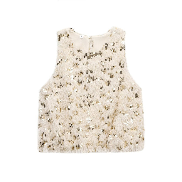 WW | Rundhals Pailletten Ärmelloses Top