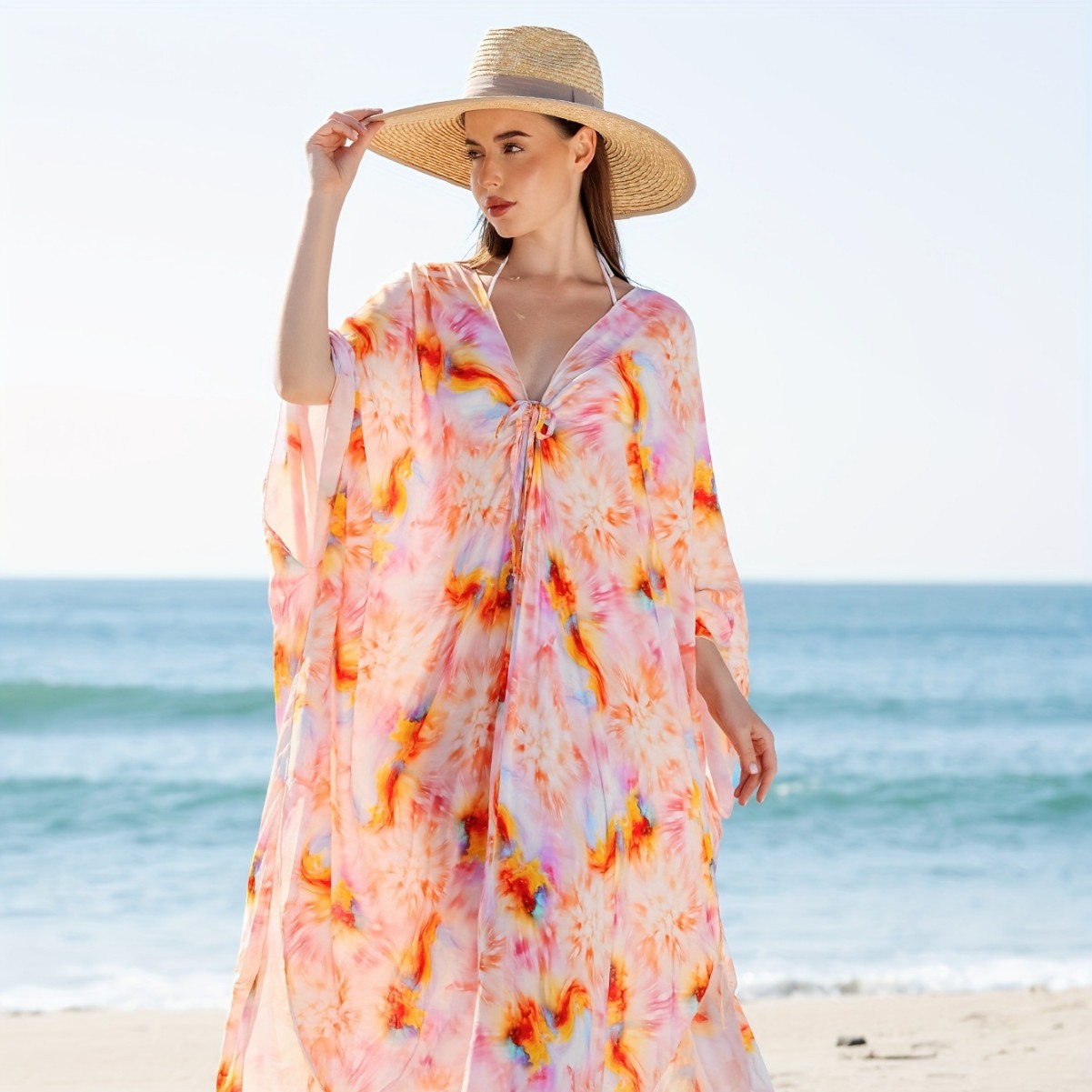 Damen Strandkleid mit lässigem Schnitt und floraler Musterung WW