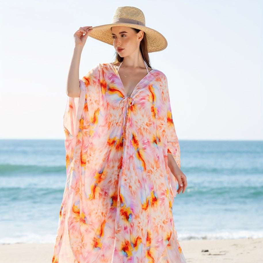 Damen Strandkleid mit lässigem Schnitt und floraler Musterung WW