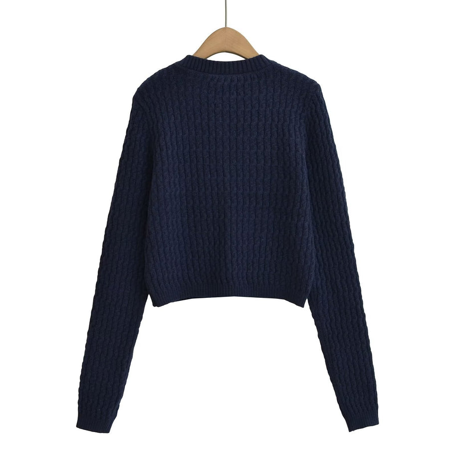 Damen Strickjacke mit strukturiertem Design und goldenen Knöpfen WW
