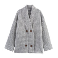 Damen Strickjacke mit doppelter Knopfleiste und hoher Kragen WW