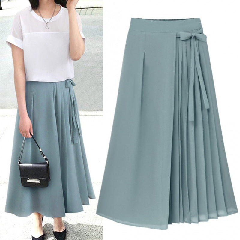 Damen Plisseerock mit Taillenband und eleganter Drapierung WW