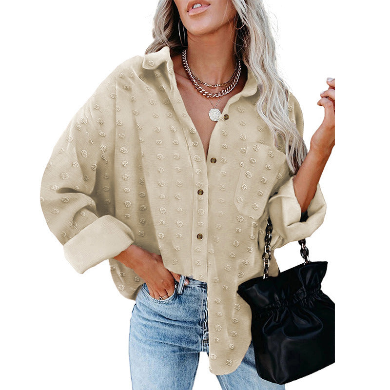 Damen Oversized Bluse mit strukturiertem Gewebe und elegantem Kragen WW