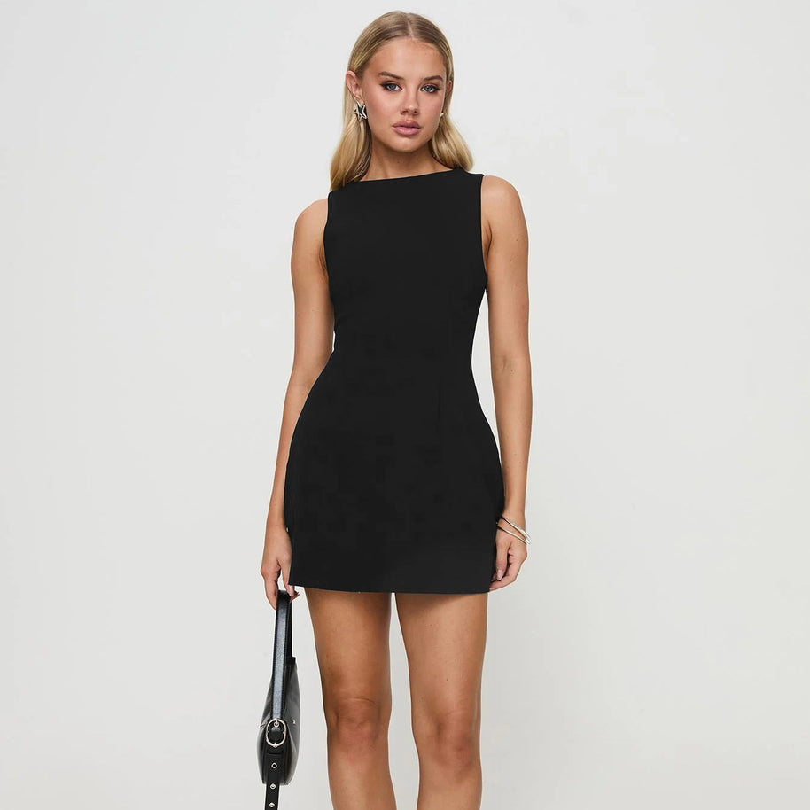 Damen schickes A-Linien-Kleid mit elegantem U-Ausschnitt WW