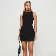 Damen schickes A-Linien-Kleid mit elegantem U-Ausschnitt WW