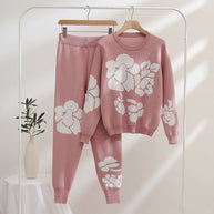 Damen Strickanzug mit floralen Designs WW
