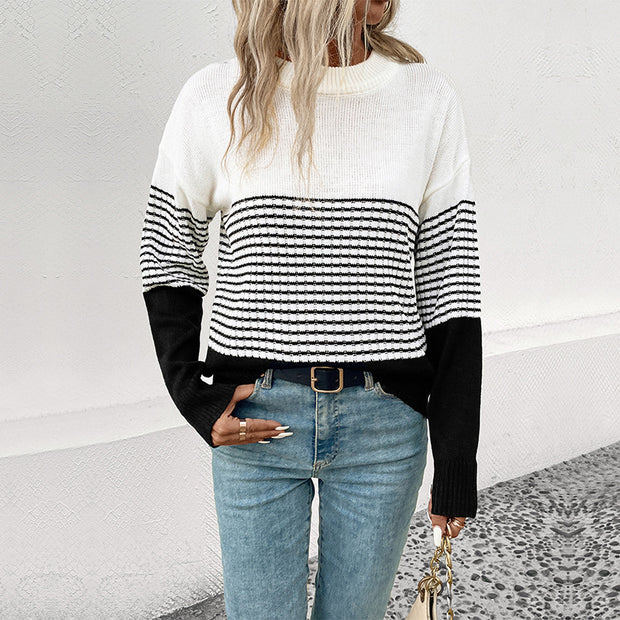 Damen Strickpullover mit modernem Muster und lässigem Schnitt WW