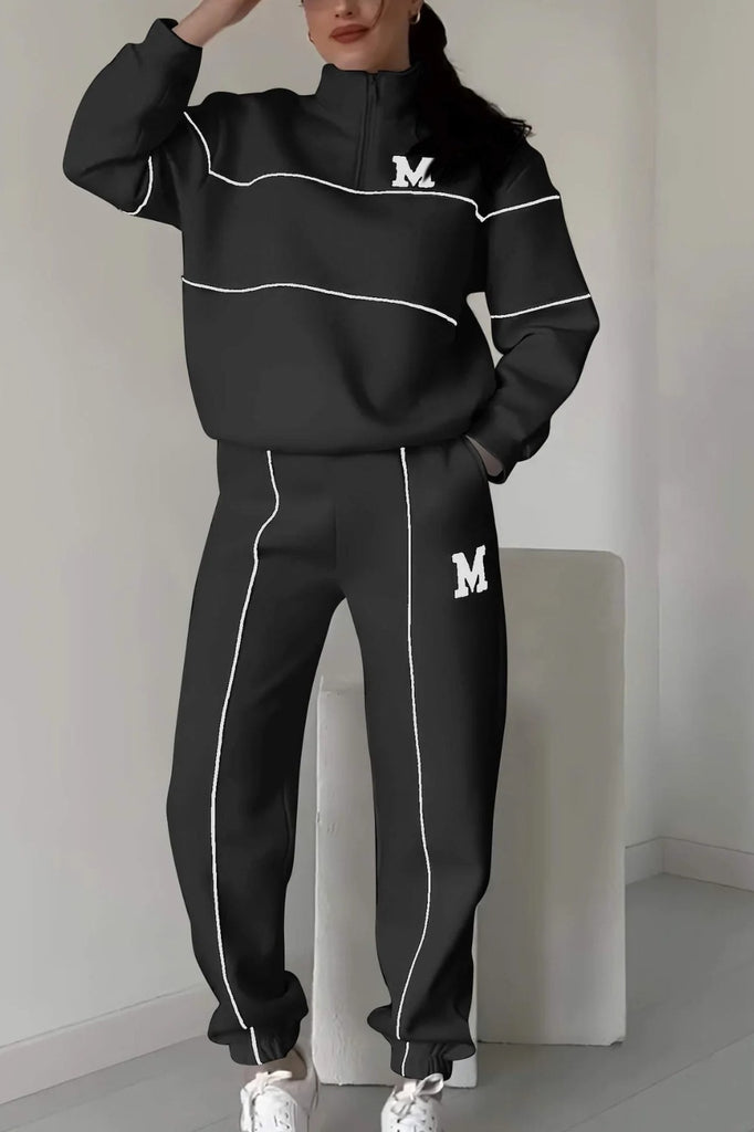 Damen sportliches Fleece-Anzugset mit Stehkragen und praktischen Taschen WW