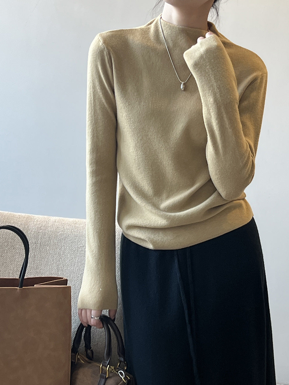 W&W Mode Halbturtleneck gebürsteter Soft-Touch-Pullover