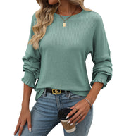 Damen lässiger Pullover mit feiner Rippstruktur und elastischen Bündchen WW