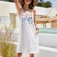 Damen Sommerkleid im eleganten Floral-Design mit bequemen Spaghettiträgern WW