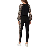 Damen Athleisure Set mit modischen Leopardenärmel und Slim Fit WW