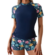 Damen Sportliches Bademoden-Set mit floralem Print und seitlichen Raffungen WW
