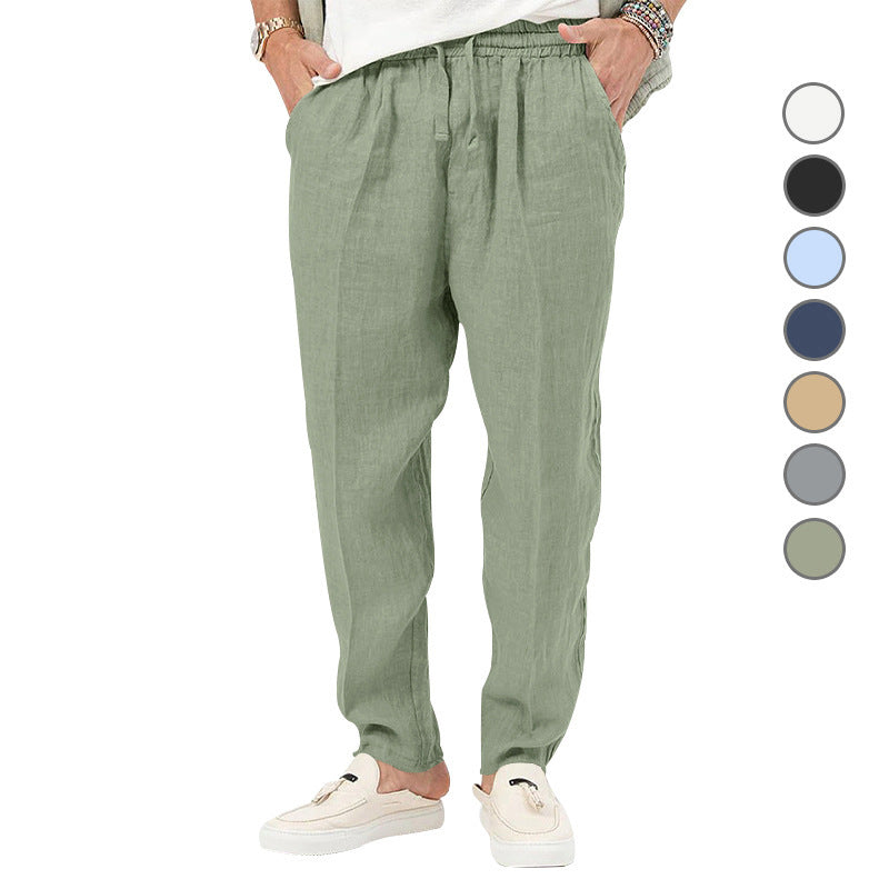 Herren Leichte Leinenhose mit elastischem Bund und praktischen Eingrifftaschen W&W Mode