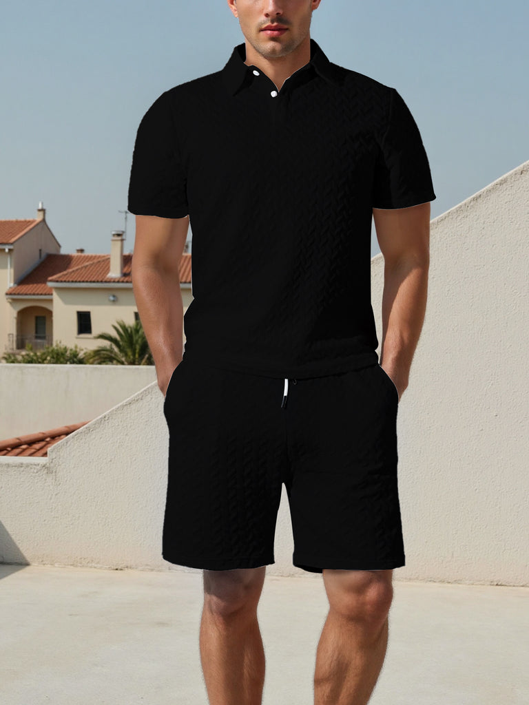 Herren Polo-Shirt und Shorts Set mit atmungsaktivem Design und elastischem Bund WW