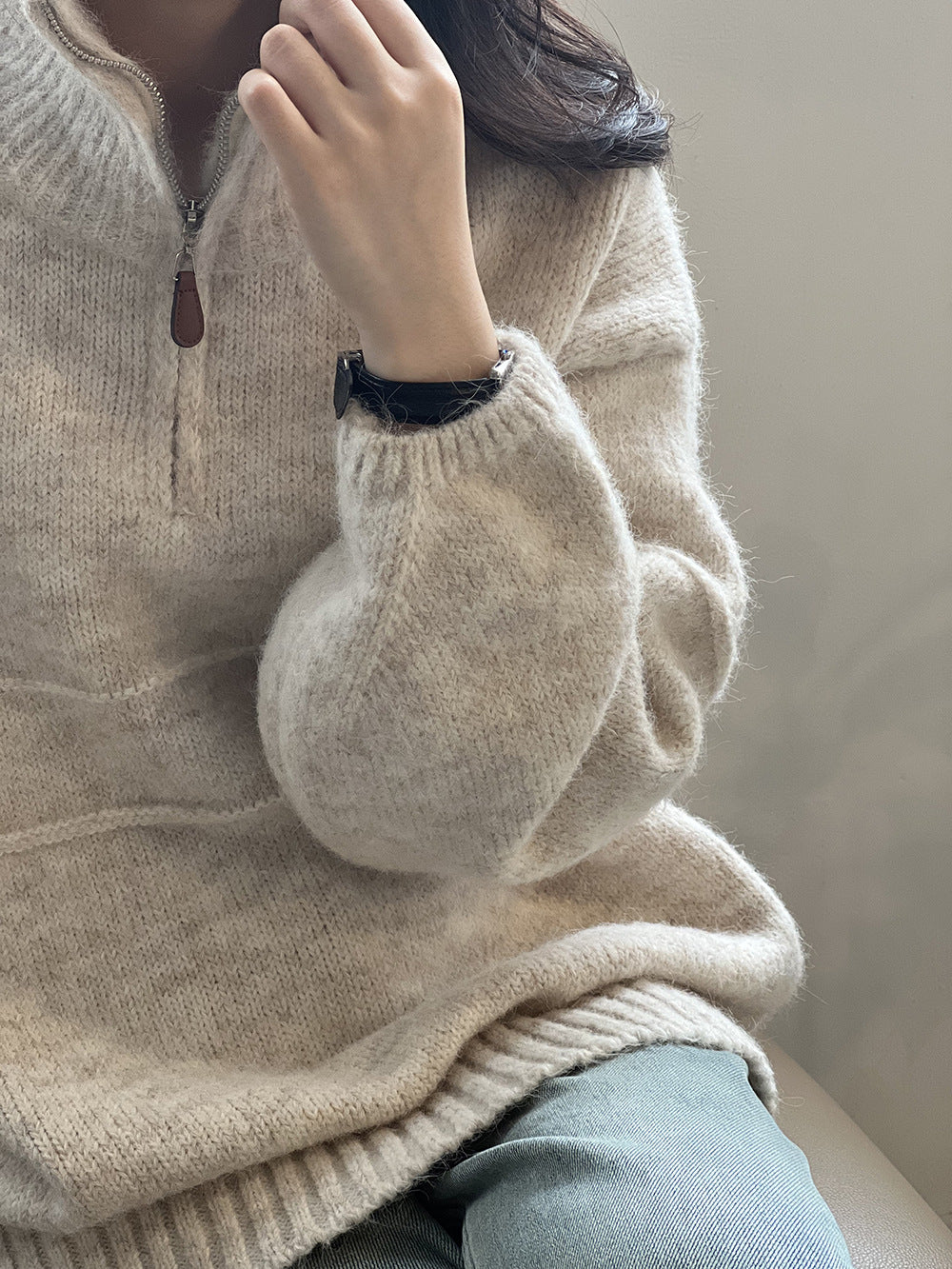 W&W Mode Soft Touch Halzip-Pullover mit Stehkragen