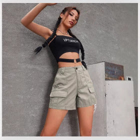 Damen Cargo-Shorts mit praktischen Seitentaschen und bequemer Passform W&W Mode