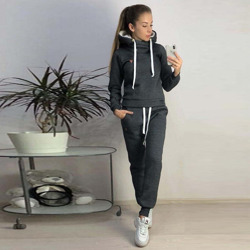 Damen Sportliches Hoodie-Set mit bequemer Passform und elastischen Hosen WW
