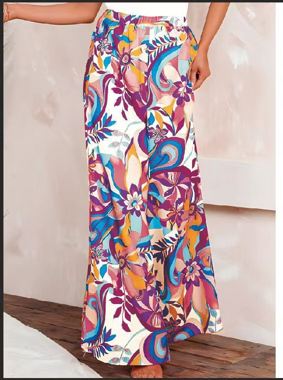Damen Langer, luftiger Maxirock mit buntem floralem Design WW