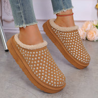 Damen Hausschuhe mit Glitzerakzenten und kuscheligem Innenfutter WW