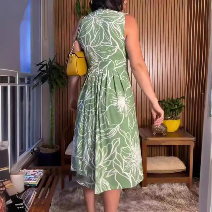 Damen Floral geschnittenes Wickelkleid mit tiefem V-Ausschnitt W&W Mode