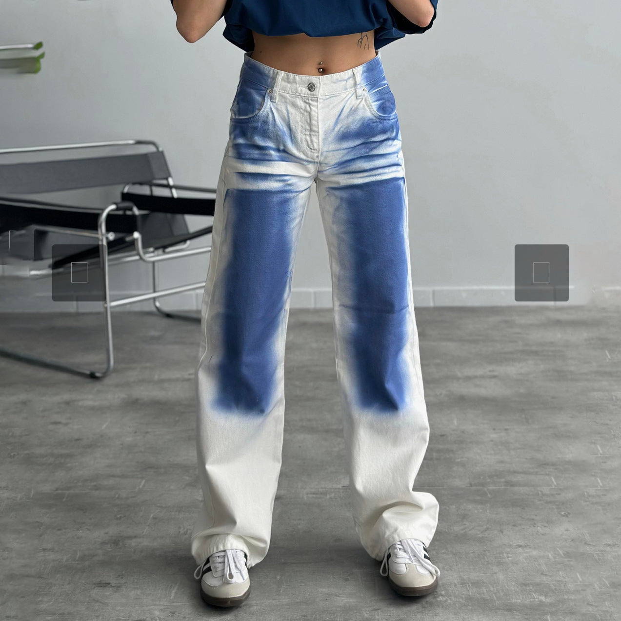 Damen Baggy Jeans im einzigartigen Batikdesign WW