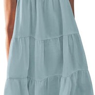 Damen Luftiges Sommerkleid mit Spitzenbesatz und weit geschnittenem Saum WW