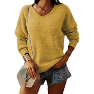 Damen Strickpullover mit V-Ausschnitt und lässiger Passform WW