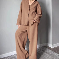 Damen Relaxed Fit Strukturierter Koordinierter Satz WW