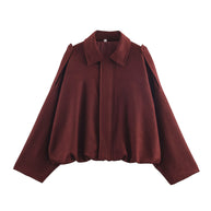 Damen lässige cropped Blousonjacke mit modernem Stehkragen und eleganten Schulterdetails WW