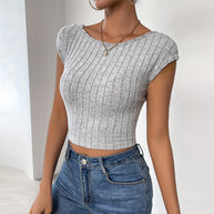 Damen figurbetontes Rippen-T-Shirt WW