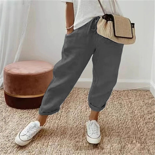 Damen Bequeme und lässige Chino-Hose mit elastischem Bund WW