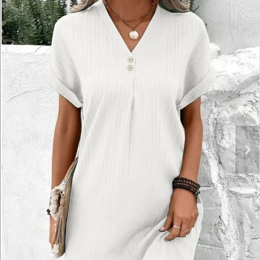 Damen lässiges Midi-Kleid mit Knopfdetails W&W Mode