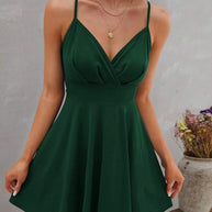 Damen sommerliches Trägerkleid mit V-Ausschnitt WW