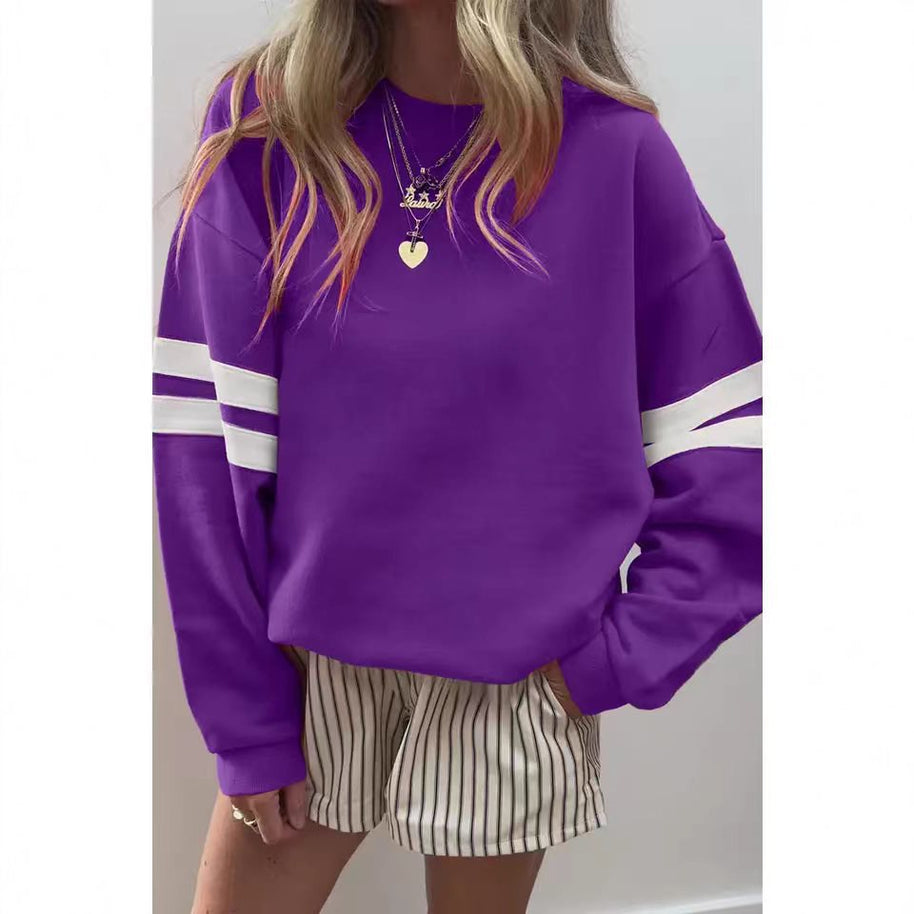 Damen Sportlicher Oversized Pullover mit Streifenakzenten und lässigem Schnitt WW