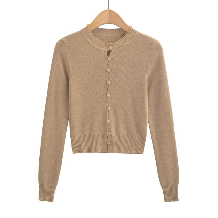 Damen Strickjacke mit modischem Rundhalsausschnitt und eleganter Knopfleiste W&W Mode