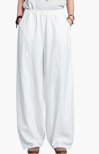 Damen Leichte und luftige Palazzo-Hose mit weitem Schnitt WW